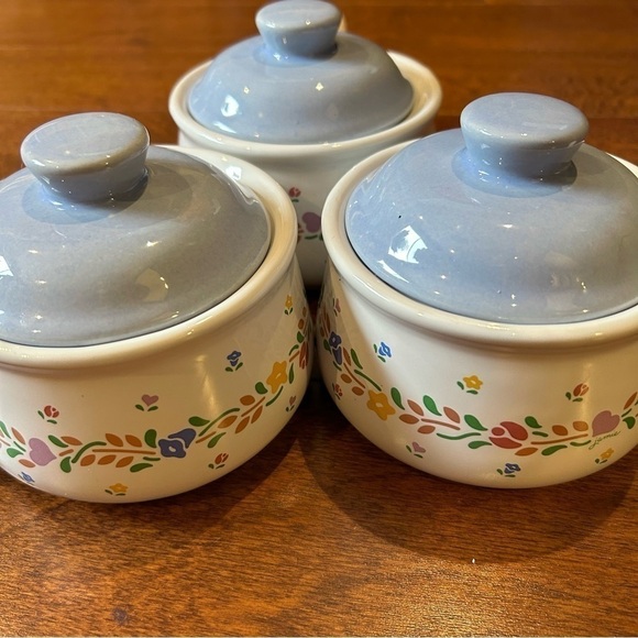 Set of 3 Vintage Cottagecore Lidded Onion Soup Bowls, New Avenues, Laurelwood, - Picture 7 of 16